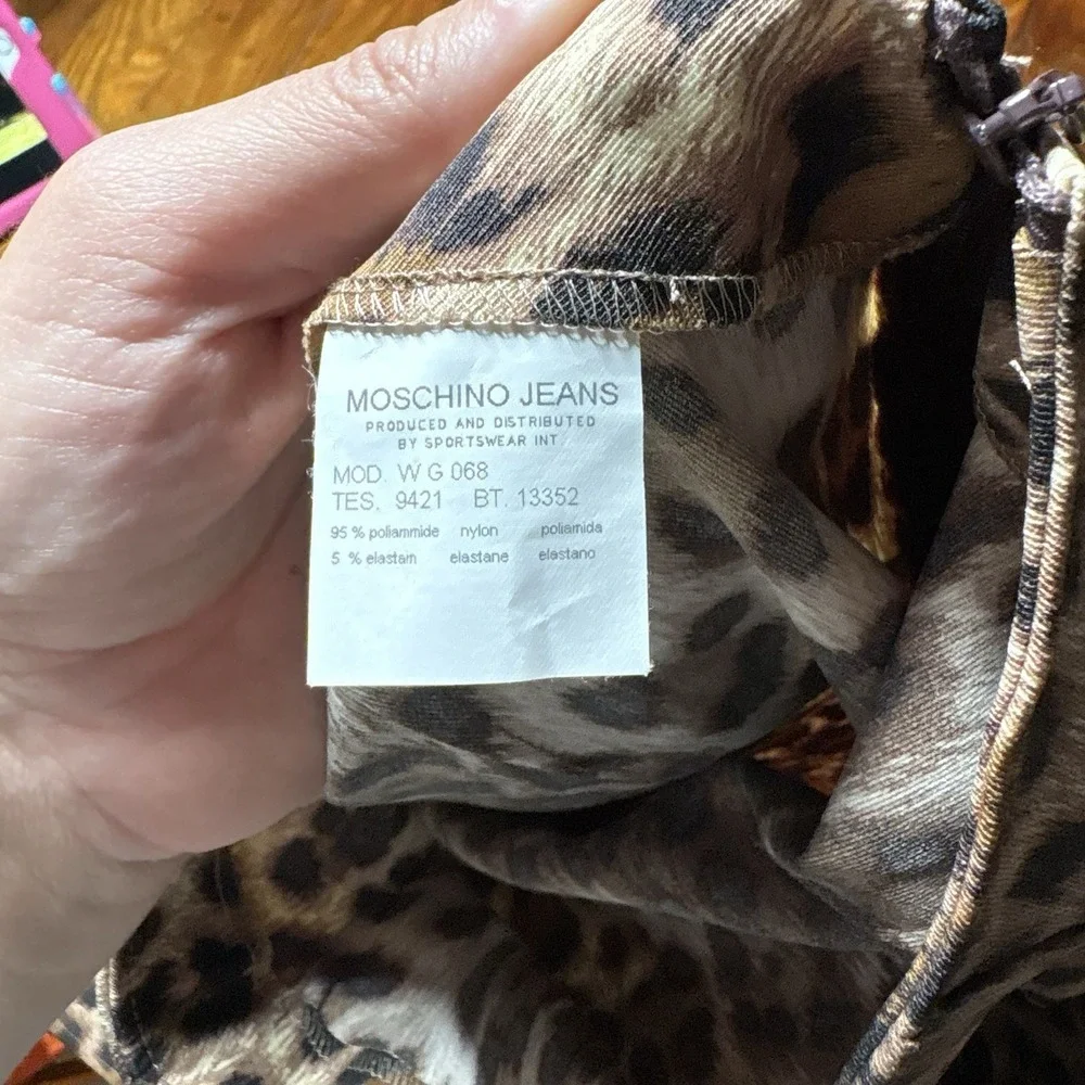 Vtg Moschino Jeans Leopard Animal Print Pencil Ruffle Hem Skirt Womens Sz 10